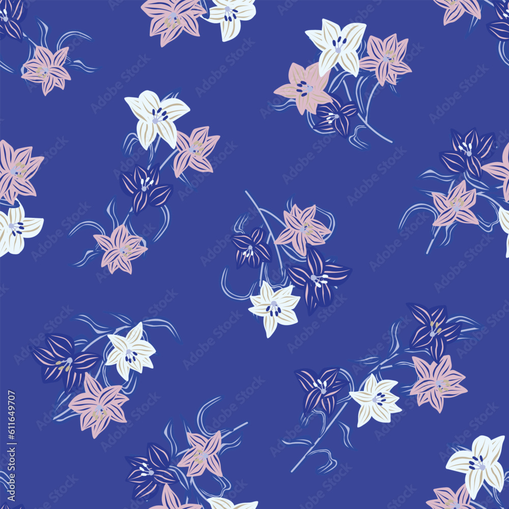 Blue Oriental Floral Seamless Pattern Design Background