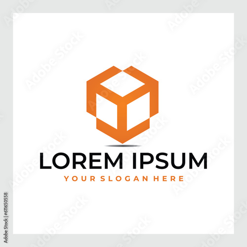 Abstract cube logo vector. Business box logo template design.