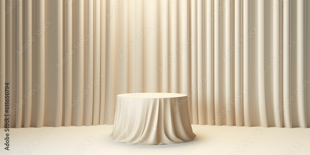 Beige Podium Pedestal for Product Presentation. Display Podium. Generative AI Beige Podium Pedestal for Product Presentation. Display Podium. Generative AI