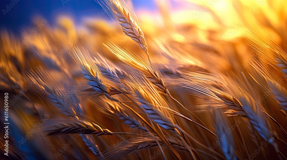 A field of golden wheat swaying in the breeze, signifying the importance of staple crops. Generative ai. A field of golden wheat swaying in the breeze, signifying the importance of staple crops. Generative ai.