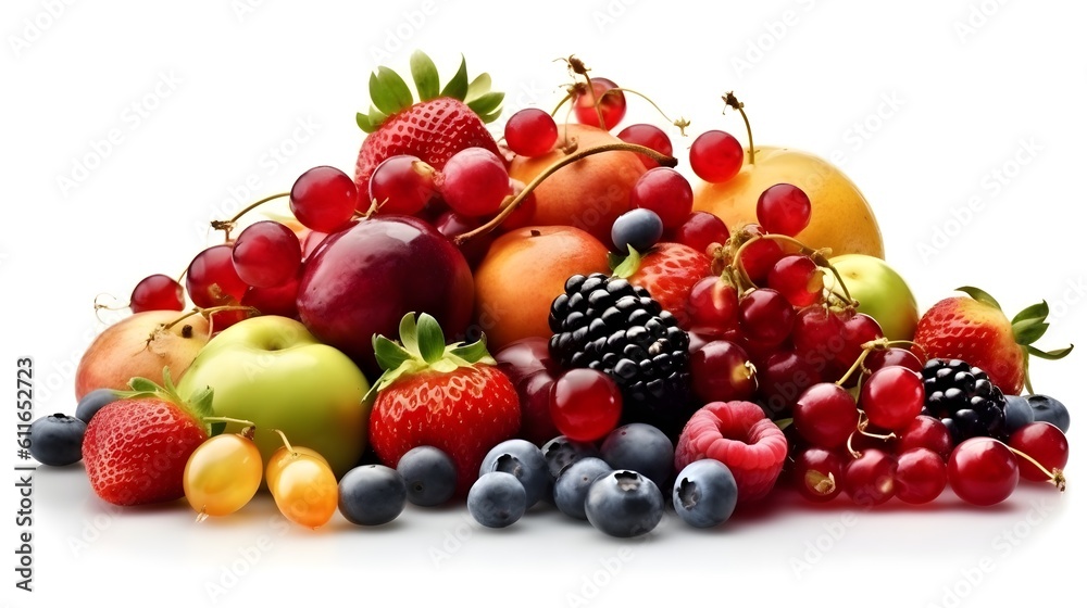 Set of fruit or various mix healthy fruit isolated on white background. Assortment of fruit.
