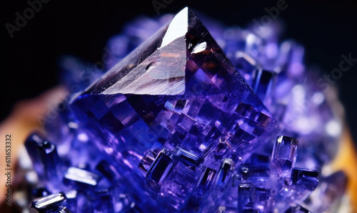 close up of Raw tanzanite rock with reflection crystals