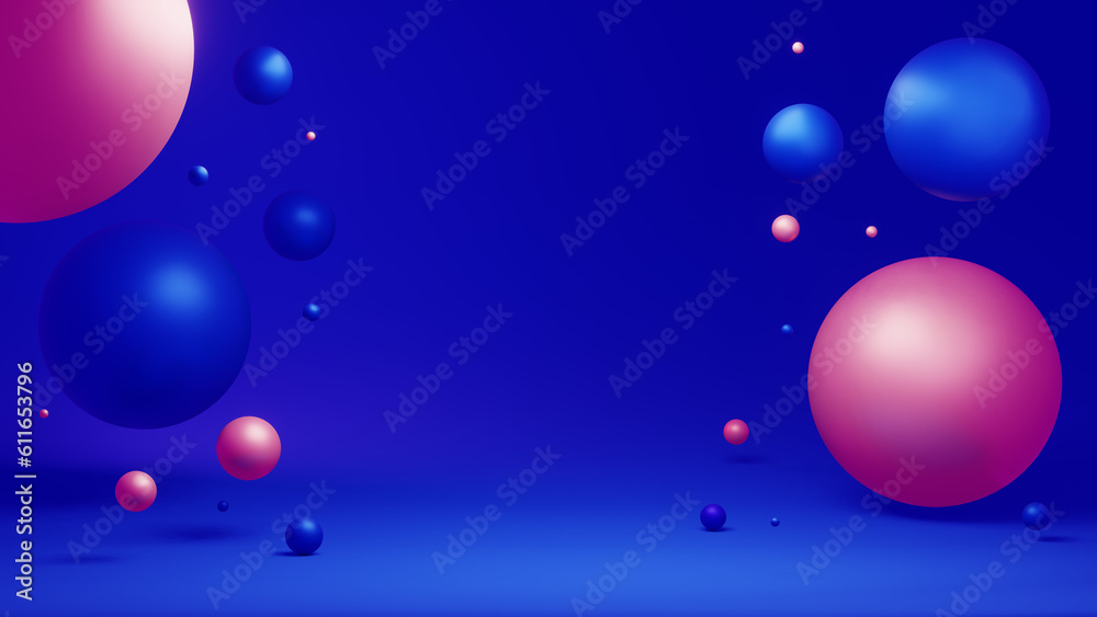 Clean and peaceful background of minimalist perfect 3D spheres and planets with a metallic touch floating in the air Clean and peaceful background of minimalist perfect 3D spheres and planets with a metallic touch floating in the air