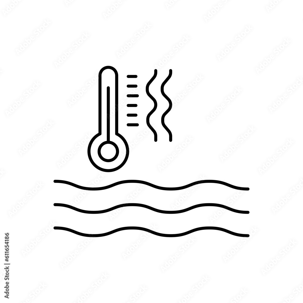 Obraz premium Sea temperature Vector Outline Vector Icon that can easily edit or modify