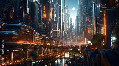 Futuristic rendering city