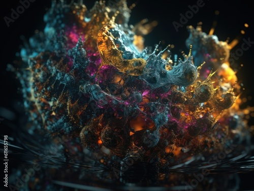 An endless fractals made of translucent multicolored crystals natural gemstone Generative AI technology. © Denis Darcraft