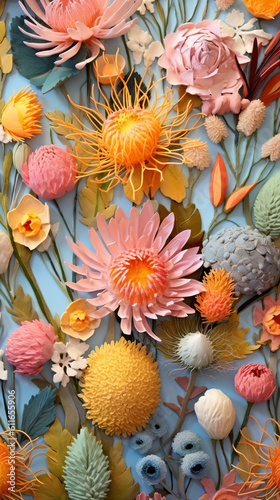 A close up of a bunch of flowers on a table. Generative AI.