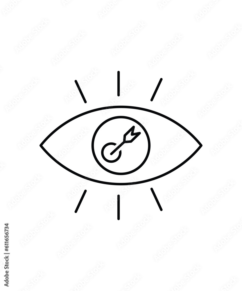 eye with target icon, vector best line icon. eye with target icon, vector best line icon.