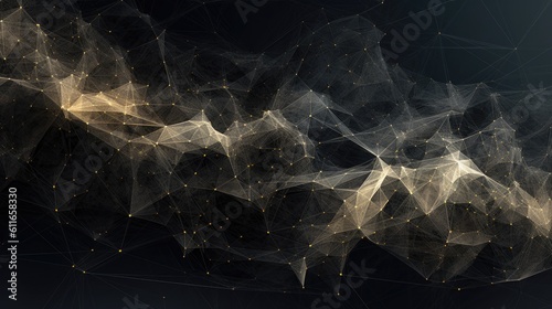 An intricate mesh of geometric shapes and particles, symbolizing the complexity and sophistication of modern technology - Generative ai