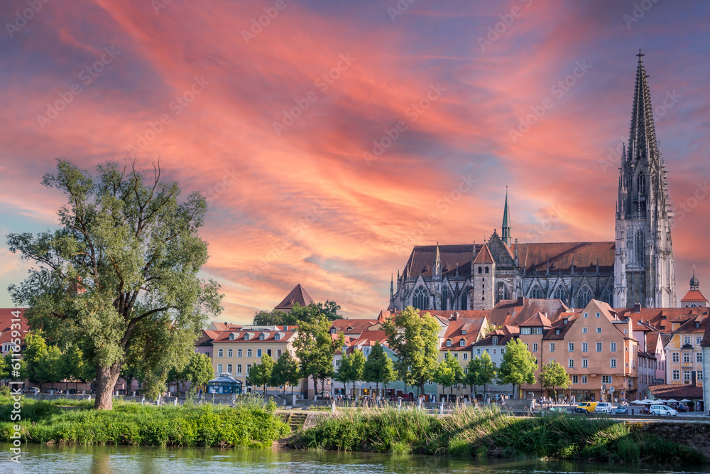 Fototapeta premium Skyline from Regensburg in Germany