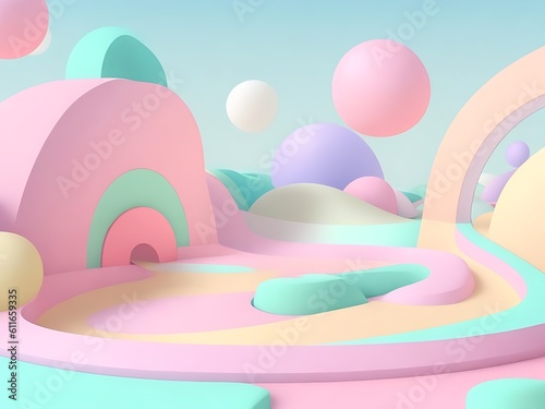 3D cute pastel abstract background