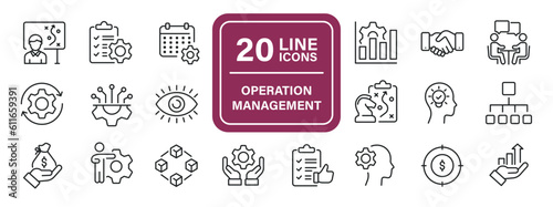Operation management line icons. Editable stroke. For website marketing design, logo, app, template, ui, etc. Vector illustration.
