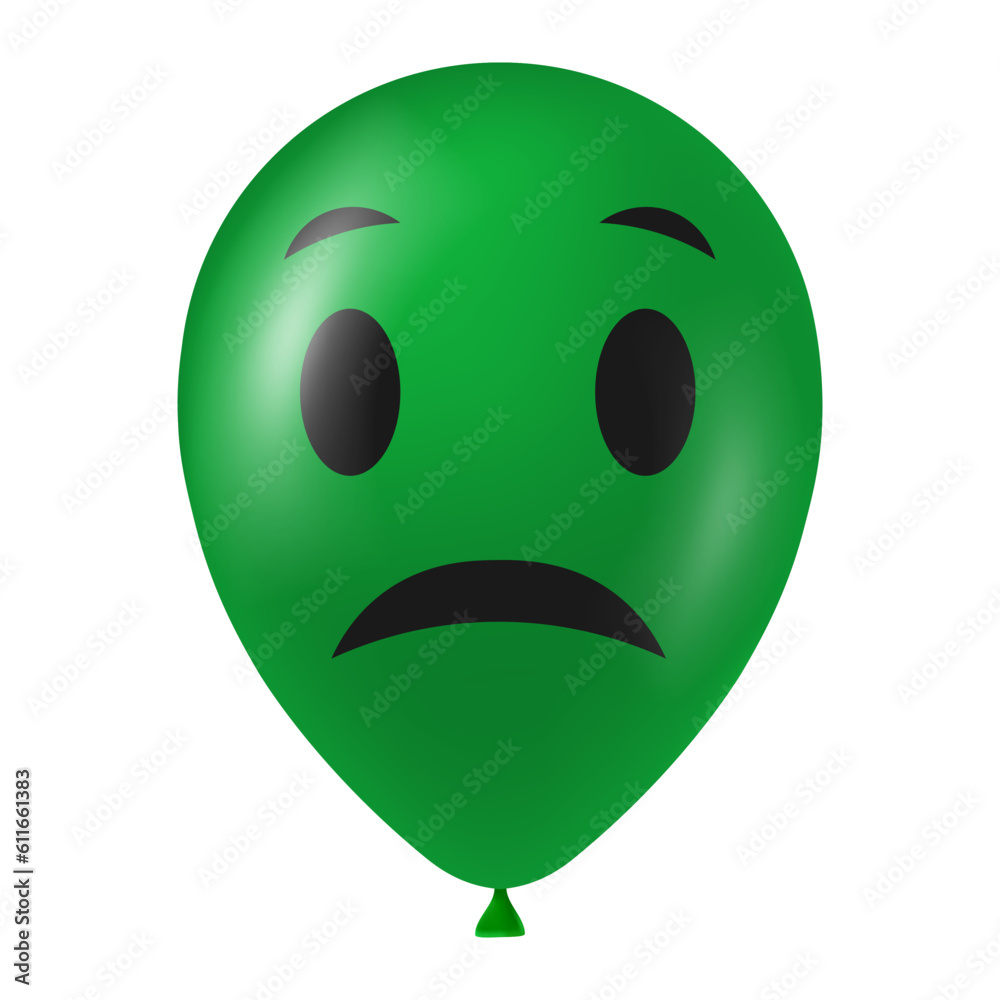 Fototapeta premium Halloween green balloon illustration with scary and funny face