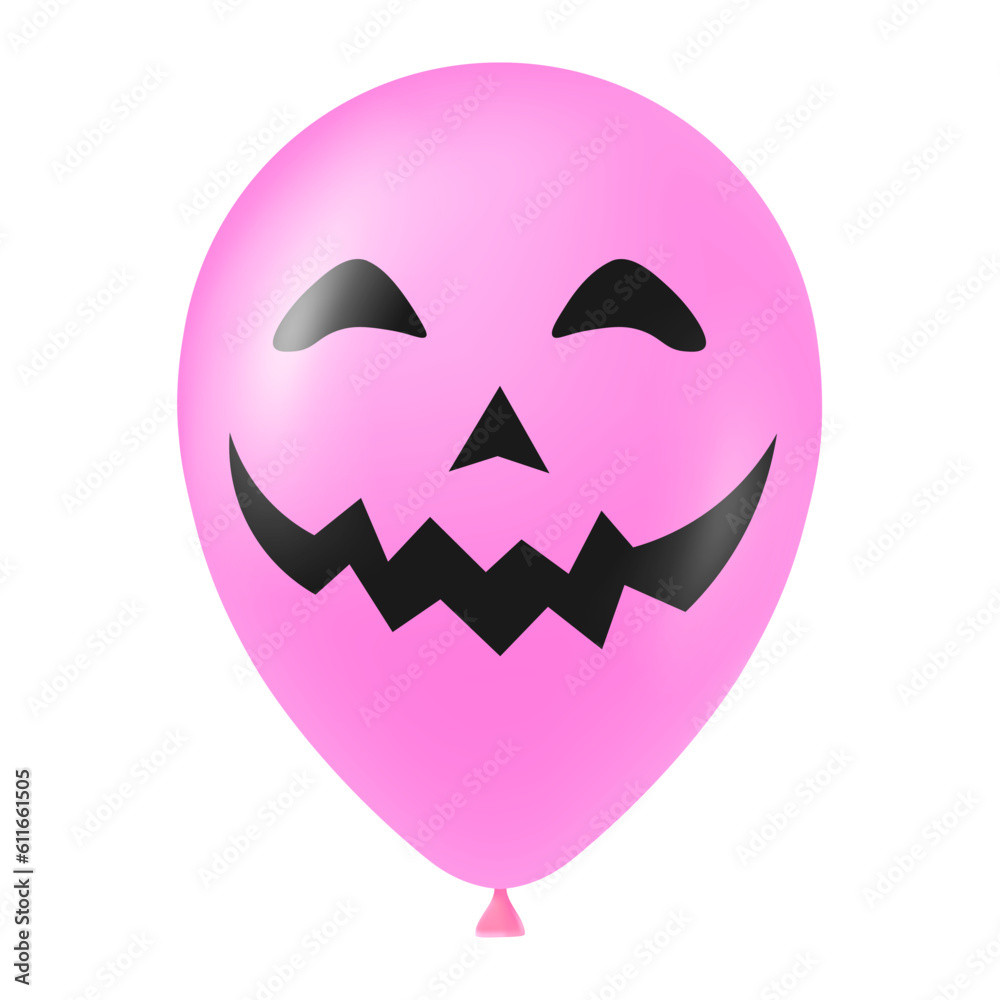 Halloween pink balloon illustration with scary and funny face Halloween pink balloon illustration with scary and funny face