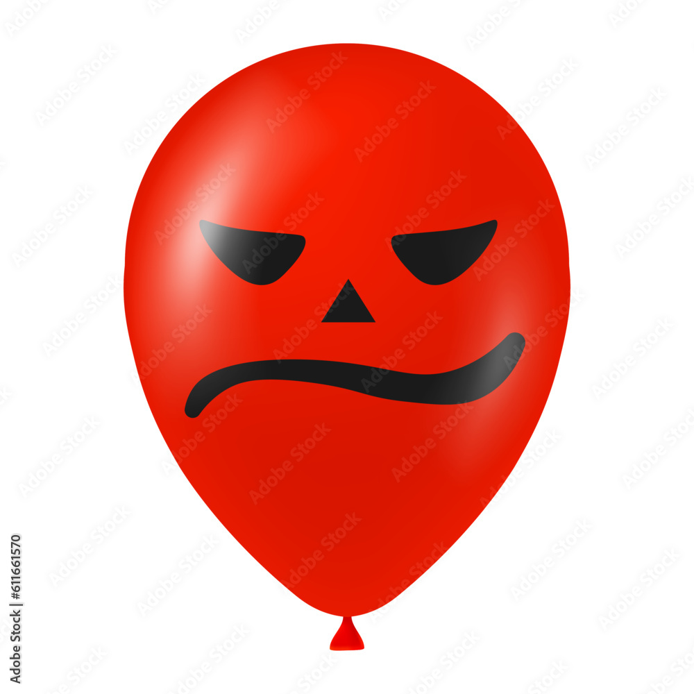 Halloween red balloon illustration with scary and funny face