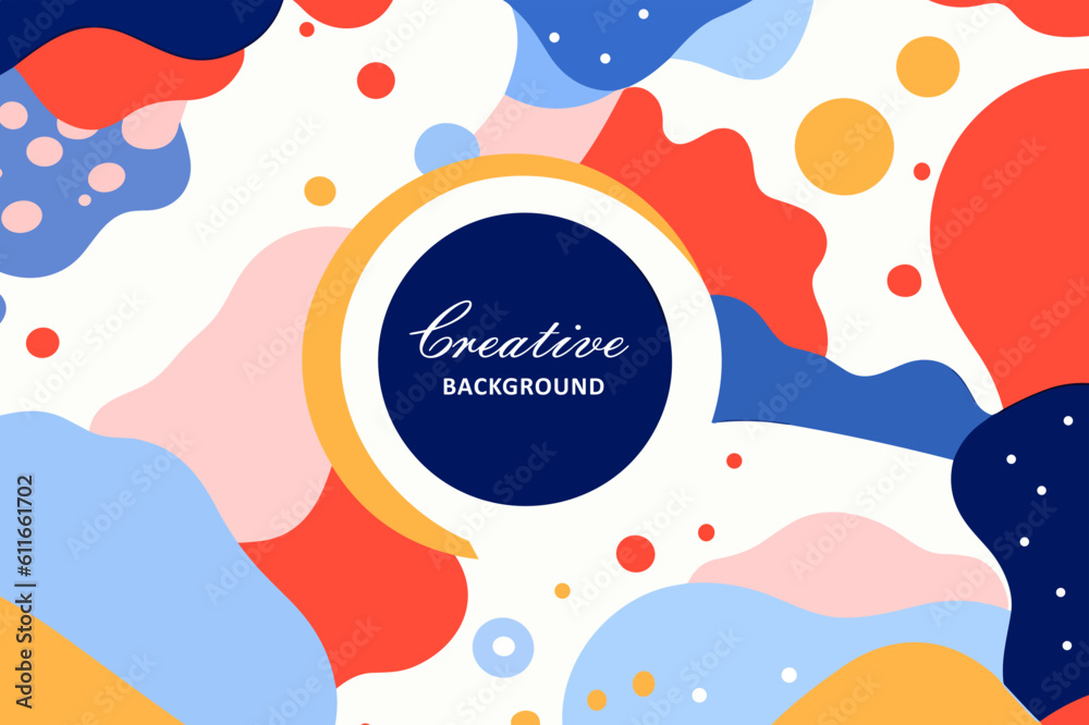 Abstract background with colorful liquid shapes and spots. Vector Illustration.