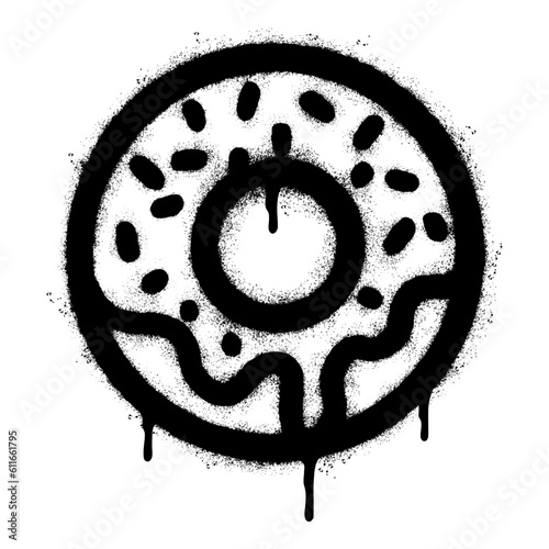 Spray Painted Graffiti Donut icon Sprayed isolated with a white background.