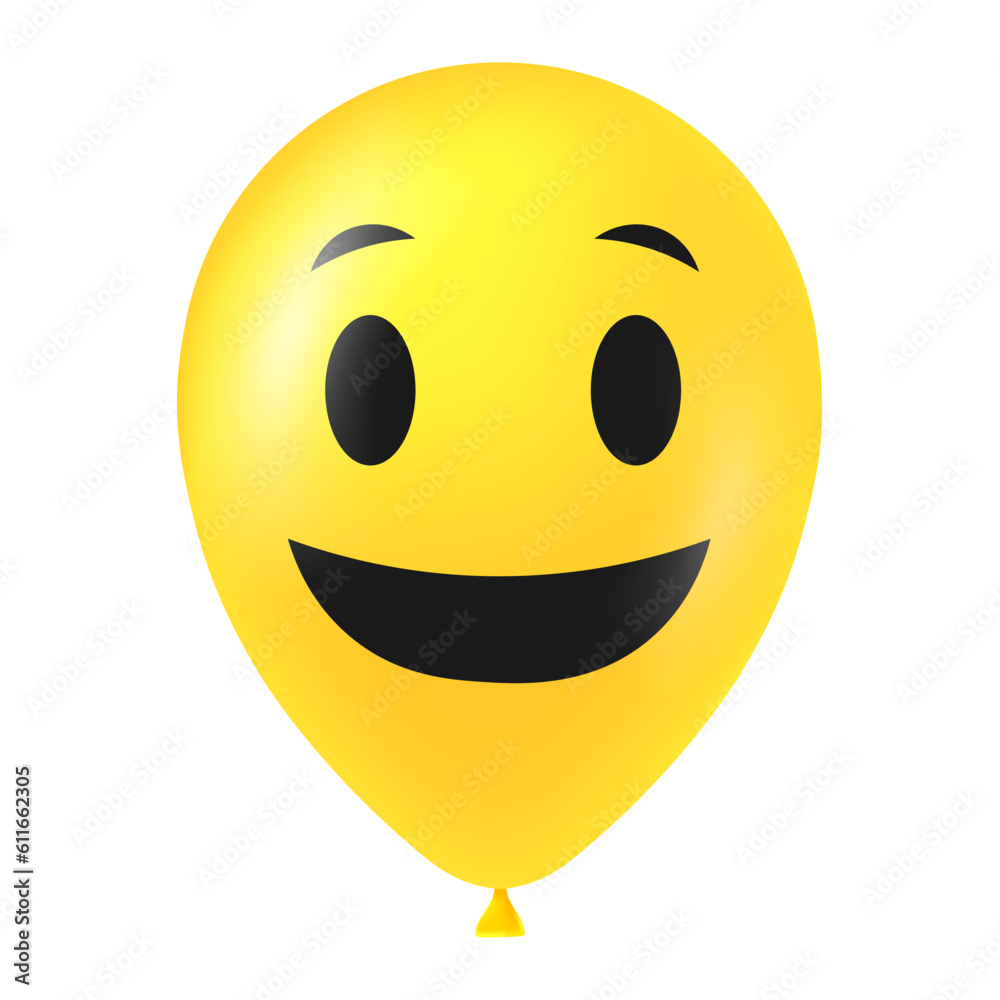 Fototapeta premium Halloween yellow balloon illustration with scary and funny face