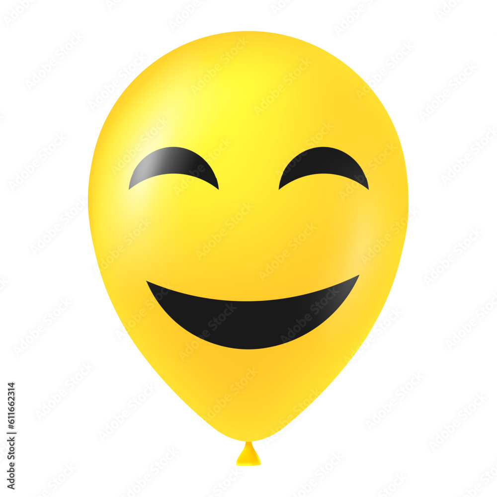 Fototapeta premium Halloween yellow balloon illustration with scary and funny face