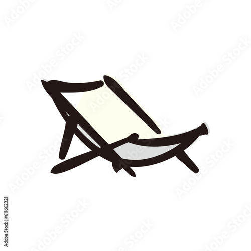Beach chair - Beach and summer icon/illustration (Hand-drawn line, colored version)