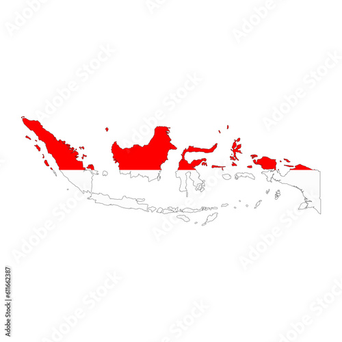 Indonesia map silhouette with flag isolated on white background
