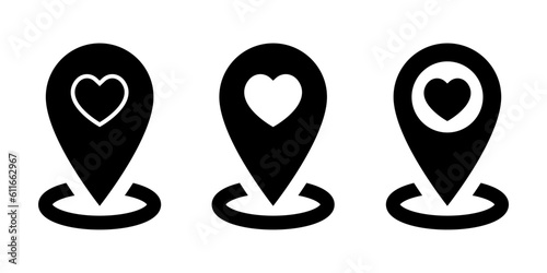 Love pin location icon vector. Favorite place concept