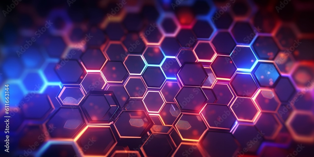 Abstract and Futuristic Hexagonal Background with Colorful and Glowing ...