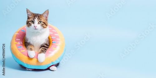 animal cat and dog summer holiday, with generative ai	