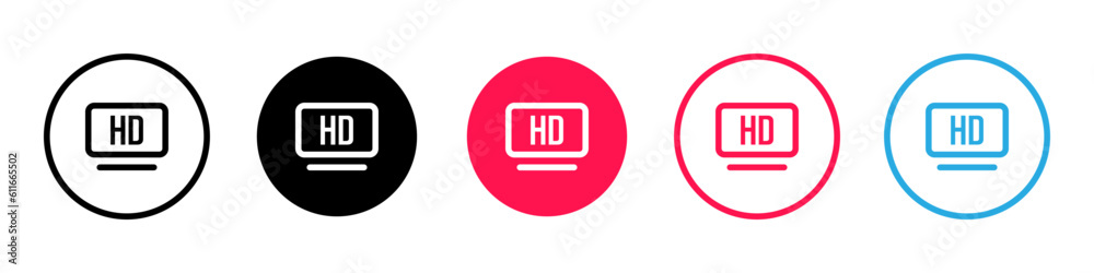 HD icon quality video. HD screen. High definition tv sign. Vector HD icon quality video. HD screen. High definition tv sign. Vector