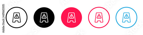 Road or traffic barrier icon. Alert or danger on the road. Construction or maintenance works on road sign. Vector
