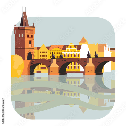 Vector illustration. Cityscape. Czech Republic.