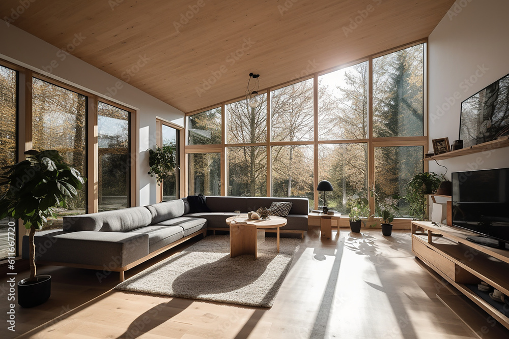 Fototapeta premium modern home interior, Scandinavian style, generative AI