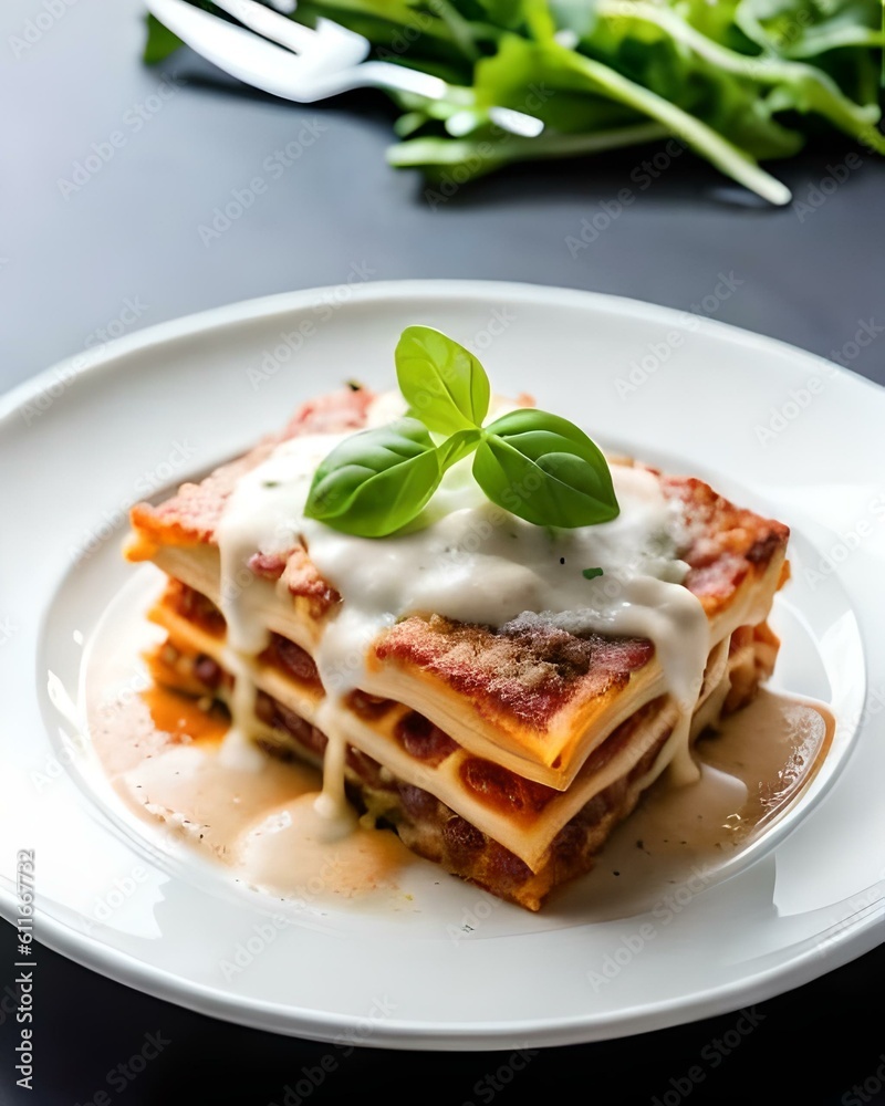 lasagna with basil