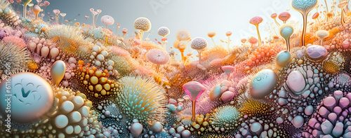 Illustration of bacteria cells. Scientific illustration. Generative AI