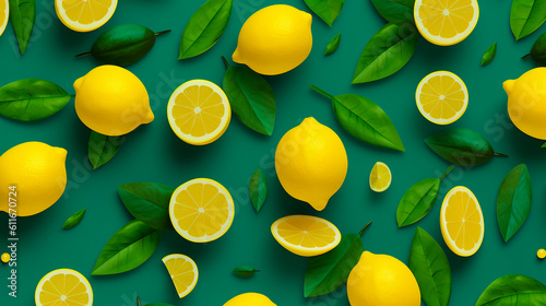 lemon and leaves background colors created with Generative Ai technology