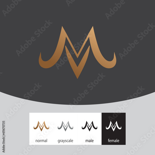 M and V Letter Logo Royal. - Vector