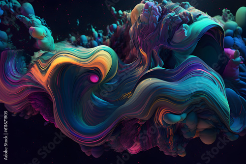 abstract colored color wave  in the style of layered organic forms - generative ai