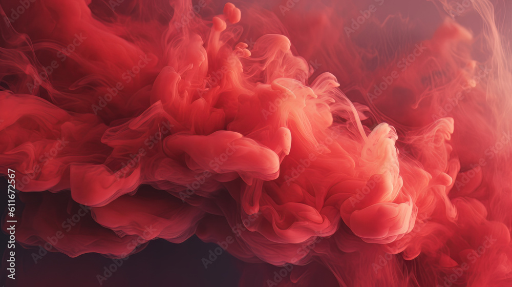 Fototapeta premium Red smoke on background-Generative AI