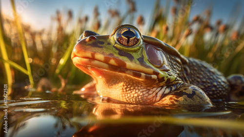 frog in the water created with Generative AI technology