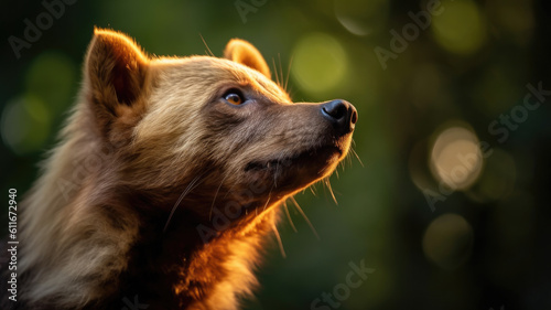 brown bear in warm sunlight created with Generative AI technology