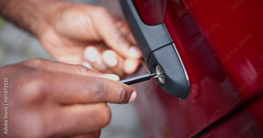 Close-up Of Person's Hand Opening Car Door Close-up Of Person's Hand Opening Car Door