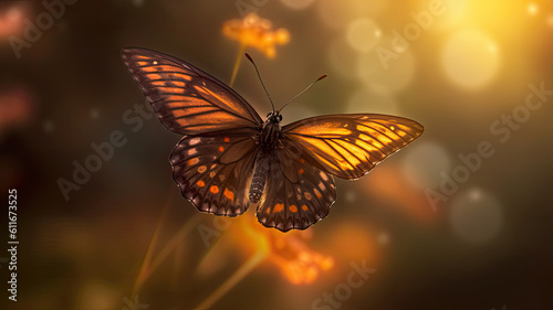 beautiful butterfly in warm sunlight created with Generative AI technology
