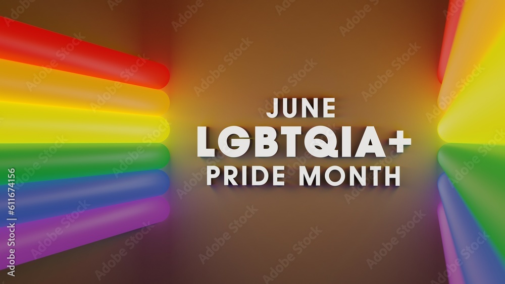 LGBTQIA pride month 3D colorful render background Stock Illustration ...