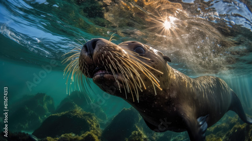 California sea lion created with Generative AI technology