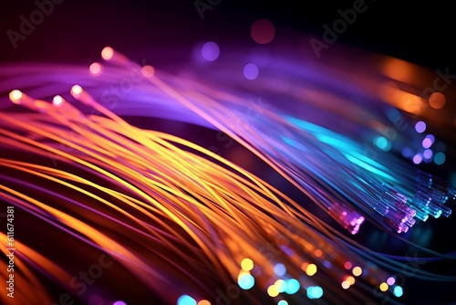Revolutionizing Technology and Business Trends with Vibrant Optical Fiber Cables and LED Lights, Generative AI.