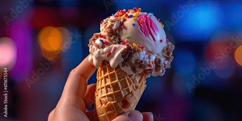 Irresistible Ice Cream Temptation - Refreshing, Scrumptious Dessert - Captivating Fast Food Image - AI-Generated