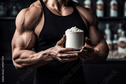 A cup of fitness protein powder drink