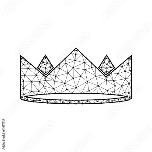 Crown polygonal vector illustration isolated on white background. Royal, king and queen symbol in abstract style