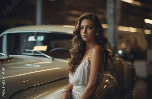 A beautiful model and a classic car © Reno