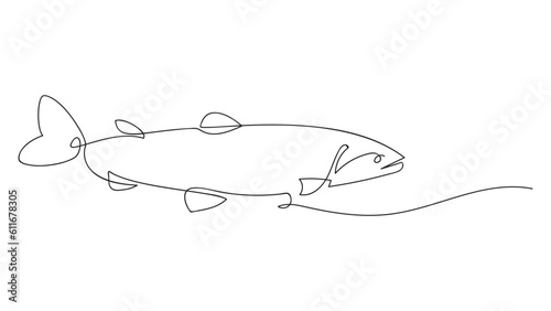 Sea fish in continuous line art drawing style.Vector illustration